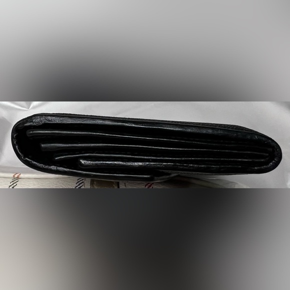 Black Long Wallet Genuine Sparkling Sting Ray Skin Billfold Snap & Zipper - Picture 7 of 8